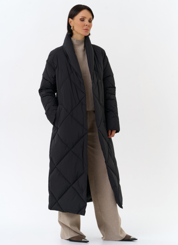 Женский пуховик с воротником шаль