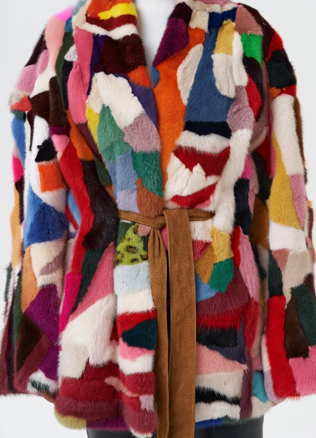 Яркая шуба из меха норки модель № 32072 в рассрочку
