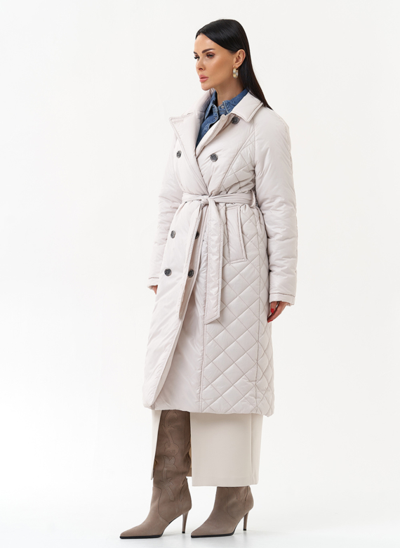 Женское утепленное пальто со съемным капюшоном