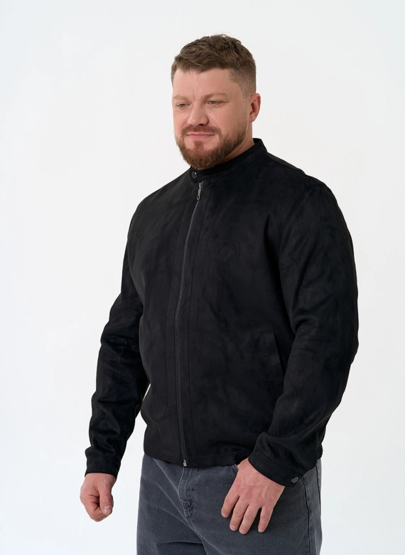 Мужская куртка из эко замши черного цвета