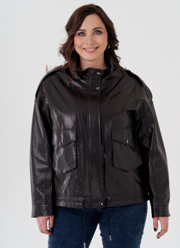 Куртка из натуральной кожи черного цвета