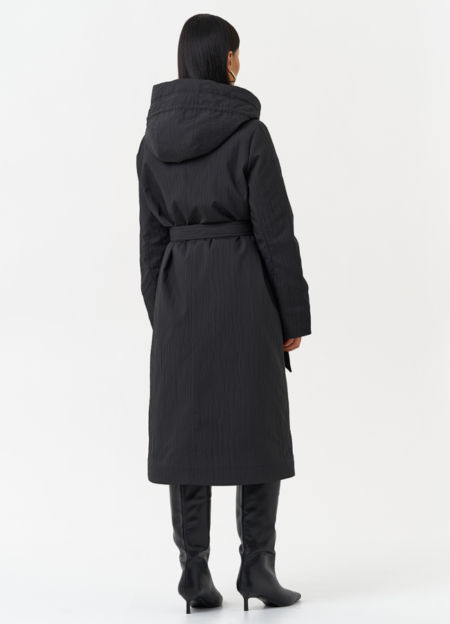 Пальто женское утепленное с эффектом жатой ткани модель № 30028 в кредит