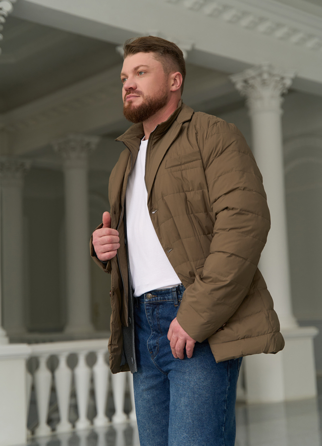 фото Мужской пуховик со съемной манишкой модель № 31461