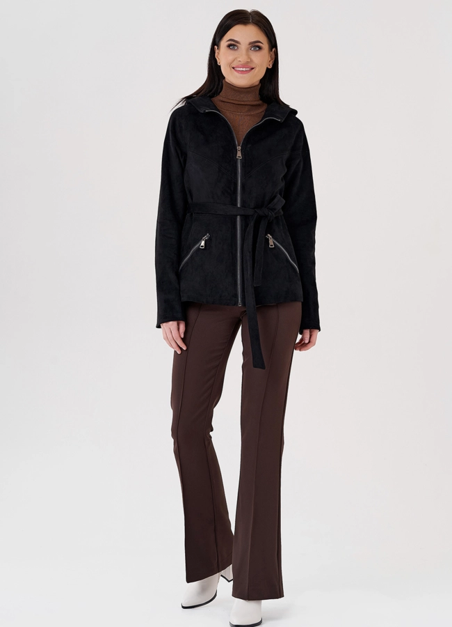Куртка из эко замши с капюшоном модель № 24104 универмаг малина