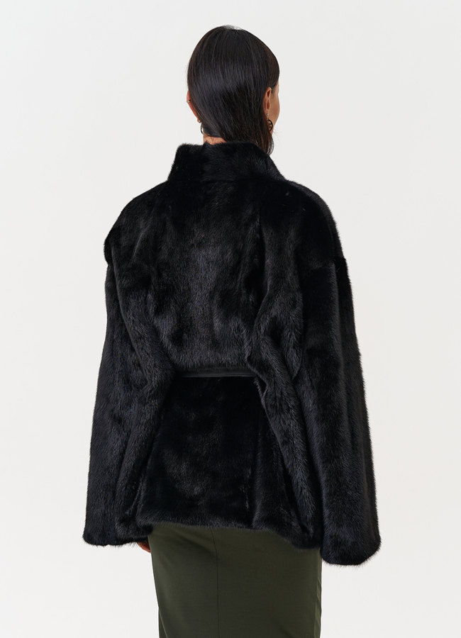 Норковый жакет черного цвета модель № 31179 в кредит