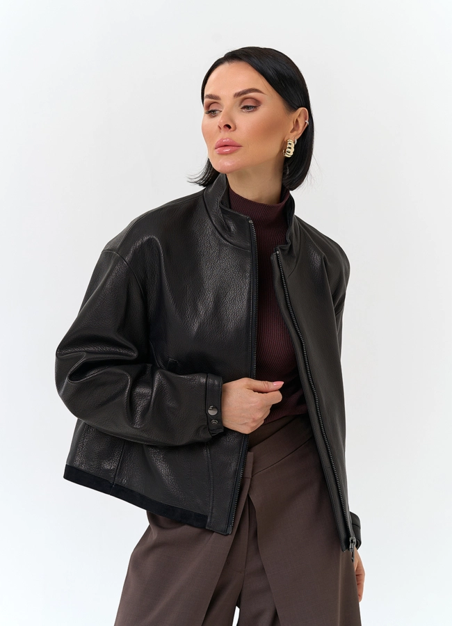 Женская короткая куртка из натуральной кожи модель № 32748 универмаг малина