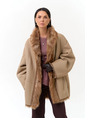 Женская двухсторонняя дубленка фото