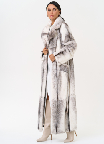 Длинная шуба из норки крестовки cross