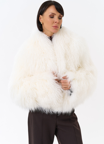 Белая шуба из ламы