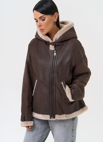 Натуральная дубленка с капюшоном