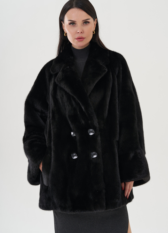 Короткая шуба из меха saga модель № 24963 меха малина