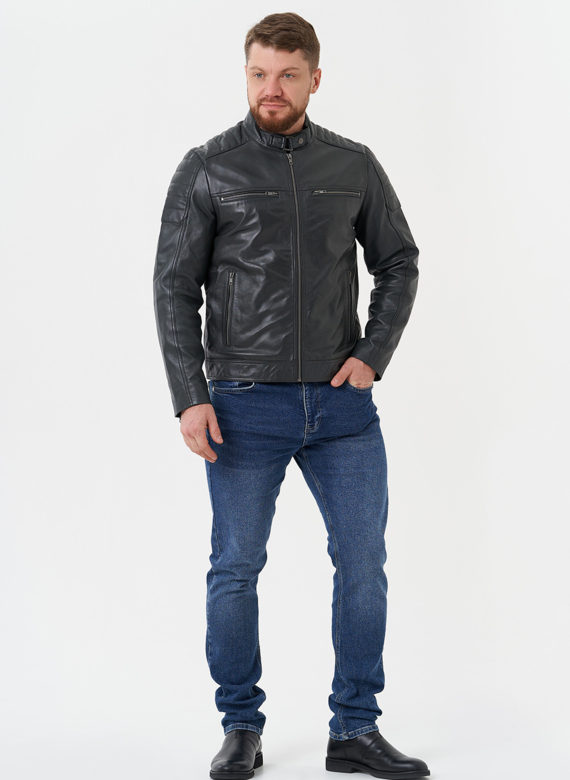 Мужская "мото" куртка из натуральной кожи