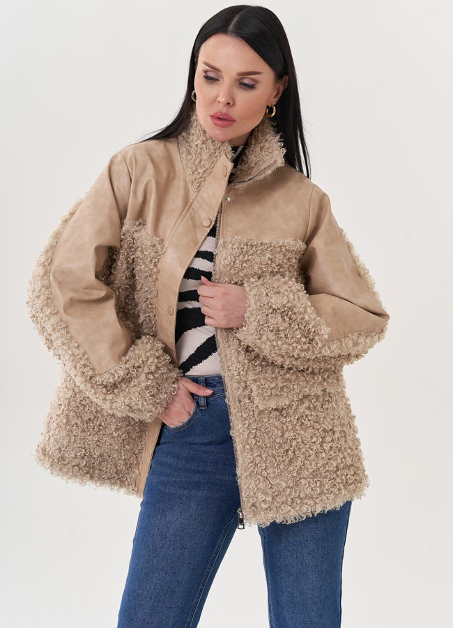 Комбинированный жакет из эко кожи модель № 26852 универмаг малина