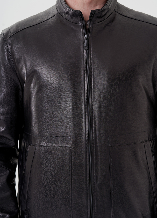 Мужская кожаная куртка  модель № 24436 универмаг малина