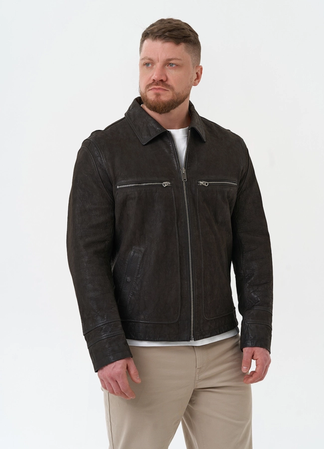 Мужская куртка из натуральной кожи  модель № 30061 универмаг малина