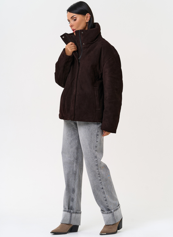 Куртка -пуховик из натуральной замши